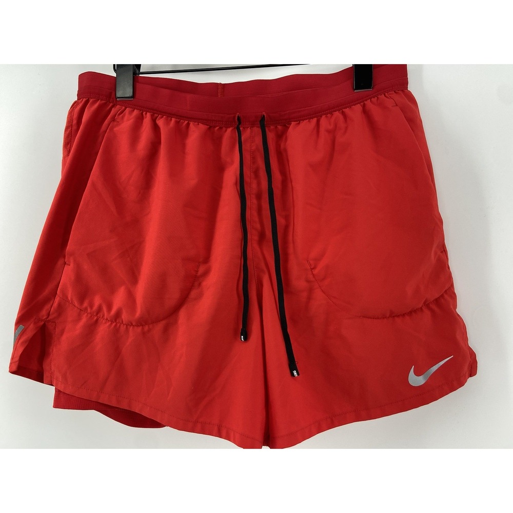 Nike Running Shorts Mens Large Red Stride 2 in 1 Lined 5" Light‎ Yoga Gym